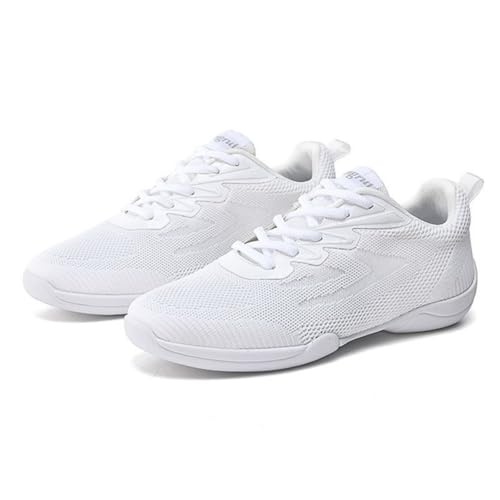 White Cheer Shoes for Girls Non-Slip Breathable Youth Sneakers Cheerleading Dance Competition Kids Tennis Athletic Training Shoes