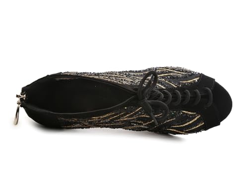 Bottes de danse modernes à lacets maintenant la cheville avec talon stable de 7cm