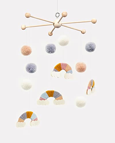 folia 2280 - Mobile Stern aus Holz, 6 armig, zum Zusammenstecken, mit Metallhaken zum Aufhängen, Durchmesser ca. 22 cm, ideal für selbstgestaltete Mobiles