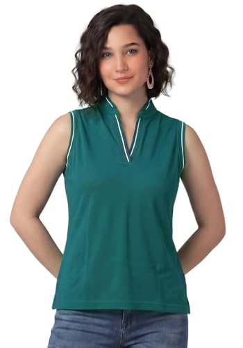 Image of Wear Your Opinion Mandarin Collar Sleeveless T Shirt for Women Top