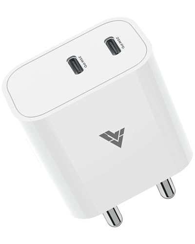 DR VAKU® 25W PD Dual Port Charger Type C Adapter for iPhone 17/17 Air/17 Pro/17 Pro Max, 16/16 Plus/16 Pro/Max, 15/14/13/12 Series & Other PD 3.0 Multiple Protection Fast Charging Adaptor- White