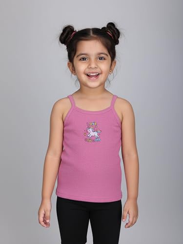 Image of KiddoPanti Girls 100% Cotton Printed Camisoles Tank Top Slips Pack of 3