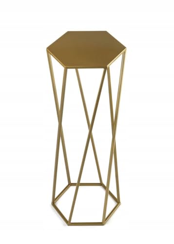 HowHomely Soporte de metal dorado para flores, 70 cm de alto, taburete sólido de forma hexagonal, soporte para plantas estilo loft para decoración de interiores