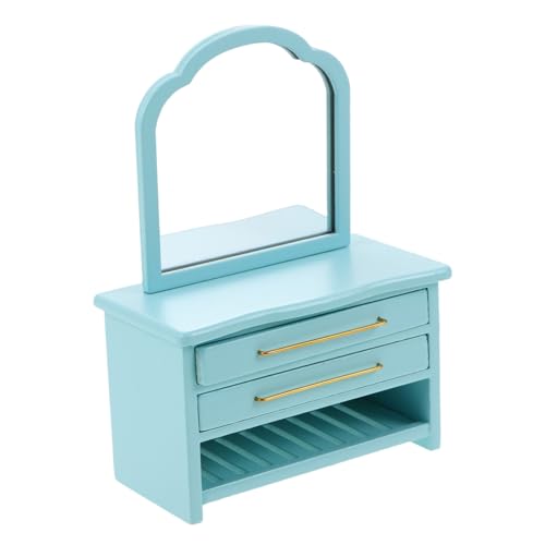 NUOLUX ミニチュアドールハウス用木製ミニキャビネット 引き出し付きコンパクト鏡台 バスルームアクセサリー やコレクター向け収納家具