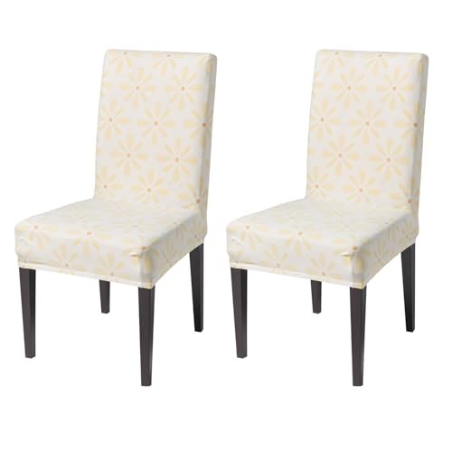 Image of House of Quirk Elastic Chair Cover Stretch Removable Washable Short Dining Chair Cover Protector Seat Slipcover (Pack of 2, Sunny Bloom)