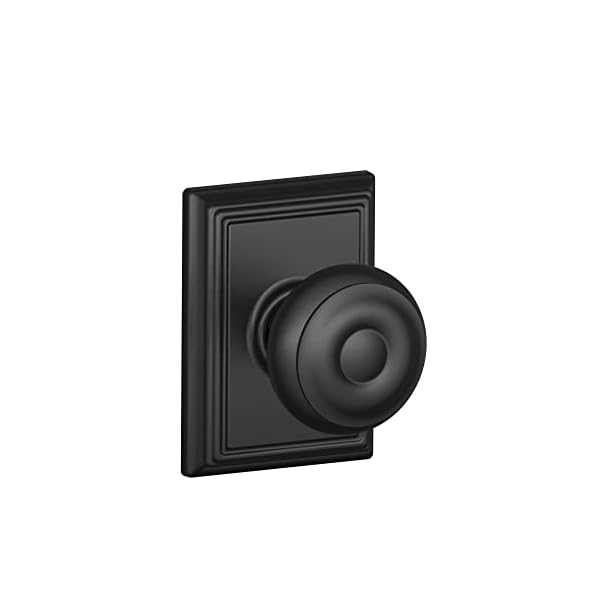 Schlage F10 GEO 622 ADD Georgian Door Knob with Addison Trim, Hall & Closet Passage Lock, Matte Black