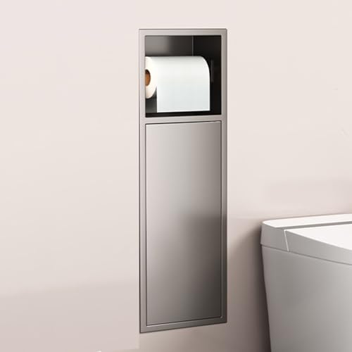 TIANQIHAO Multi-Size Built-In Shower S For Toilet Paper & Trash Can, Stainless Steel, Dark Grey, Slish Bathroom Sto Solut,Dark Grey-600X165X135mm