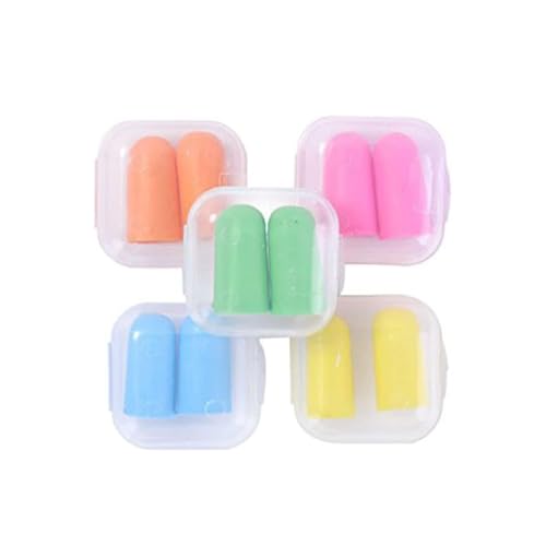 5 pares de tapones para los oídos que reducen el ruido, espuma suave y desechable, protección auditiva para el trabajo, construcción, viajes y dormir, con funda portátil