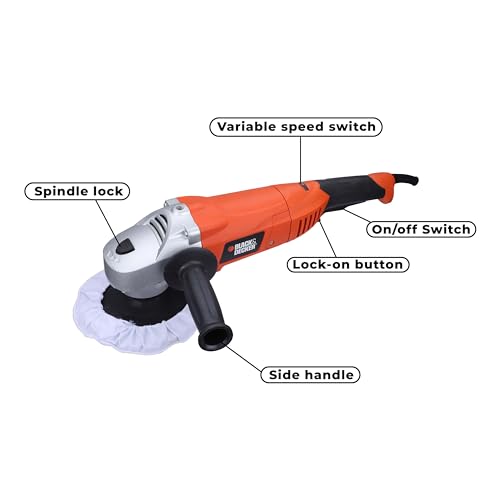 Image of BLACK+DECKER WP1500K-B1 , 240V,1300W 180mm Buffing Polisher 3000 RPM with Kit Tool Box