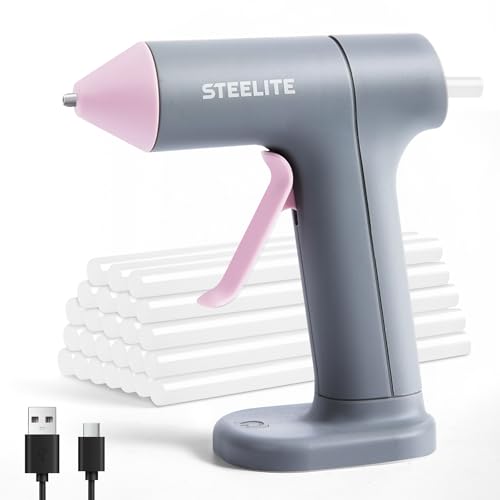 Cordless Hot Glue Gun with 10pcs Glue Sticks, 30s Fast Heating, 2000mAh Rechargeable Lithium...