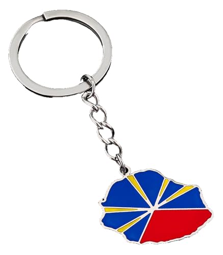 KREATIONS Porte clés de l'île de la Réunion style France, Porte-clés en acier argenté, S