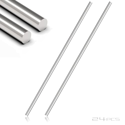 Image of 24Pcs 1.5mm x 300mm 304 Stainless Steel Rod, Metal Shaft | Stainless Steel Smooth Rods for Industry, Metal Working Hobbies and DIY Craft