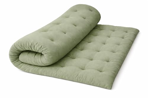 Image of ATOOTFUSION Soft Cotton Quilt | Foldable Light Weight Filled Single Firm Cotton Quilt Mattress| Gadda (Solid Coloured, 2 Sleeping Capacity, 5 x 6 ft or 72 x 60 Inches Queen) (Sage Green)