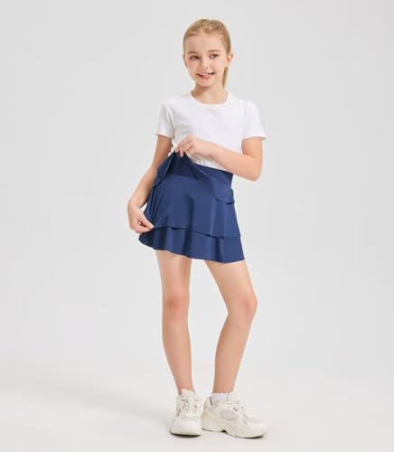 Girls Athletic Skort Soft Breathable Skirt with Built-in Shorts & Pocket, Sports Outfit for Running School3