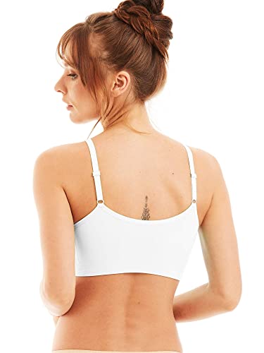 Kalon 4 Pack Nylon Spandex Removable Pads Comfort Bras Ext Sizes (M/L, 4Pk White) #TOP3
