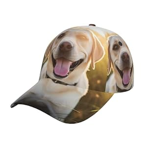 Fashion Baseball Cap Adjustable Cool Dad Hats Labrador Dog Print Casual Sport Hat for Women Men Gifts Black