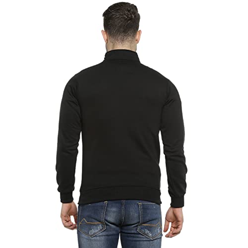 Image of Campus Sutra Men's Black Solid Colour-BlockedRegular Fit Cotton Jacket For Winter Wear | Standing Collar | Full Sleeve | Zipper | Casual Jacket For Man | Western Stylish Jacket For Men