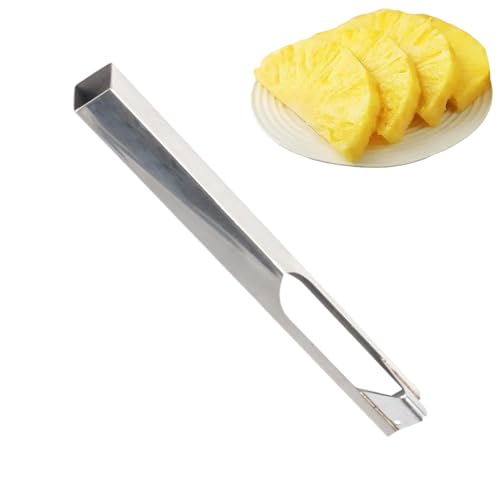 Pelador de piña en forma de V | Herramienta para deshuesar frutas | Acero inoxidable de alimenticio | Mango ergonómico antideslizante, corte en espiral rápido, fácil limpieza, ideal para la priv