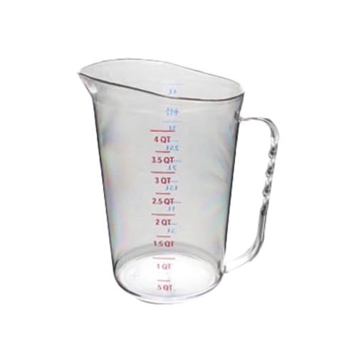 PLMC128CL Measuring Cup, 4 Quart (4.0 Liter) Capacity, Printed with US/Metric Measurements, Dishwasher Safe, Polycarbonate, NSF