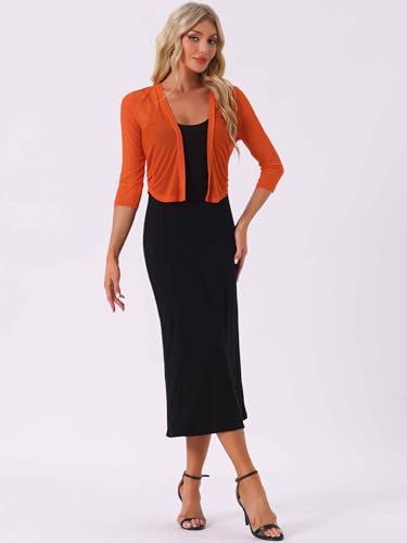 Image of Allegra K Bolero Shrug for Women's Elegant 3 /4 Sleeve Mesh Sheer Cardigan Formal Jacket for Evening Dresses