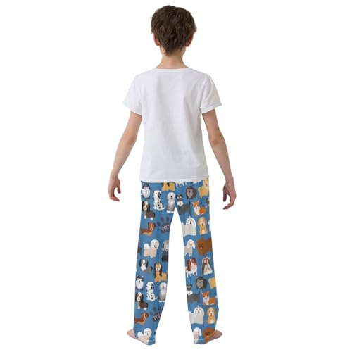 Bulldog Poodle Corgi Boys Long Pants Soft Trousers Elastic Waist Kids Lounge Bottoms with Pockets S-XL3