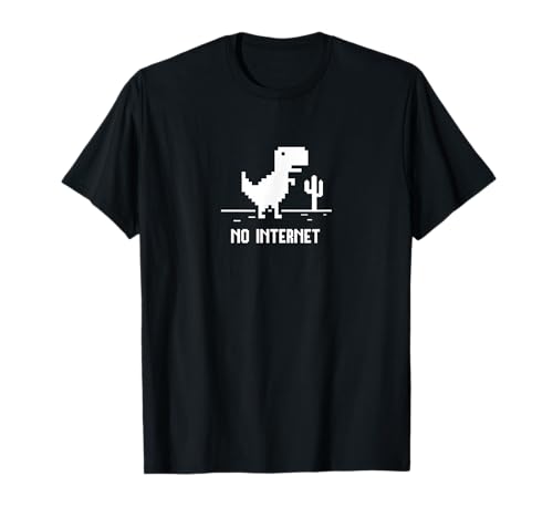Pixel Art Dinosaure T-Rex pour codeurs "No Internet" T-Shirt