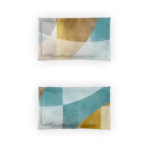 Image of Ddecor - Pack of 1 Cotton Abstract King 145 TC Bedsheet with 2 Pillow Covers - Turquoise