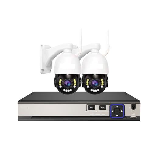 Equipo de videovigilancia Cámara PoE PTZ con y Zoom de 5MP y 30X, de NVR PoE 4K, 8 Canales, visión Nocturna en Color, Seguimiento automático, de vigilancia de Seguridad CCTV(3T,8ch nvr 2 CAM)