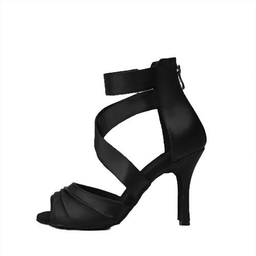 Women Ballroom Dance Shoes Modern Fashion Hollow Lace-Up High Heel Sandals Practice Performance Shoes