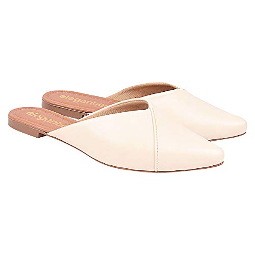 Mule Feminino Branco Rasteirinha Bico Fino Eleganteria Tamanho:38:Cor:Branco