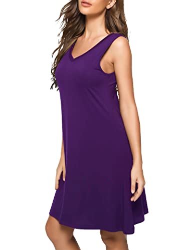 Image of GYS Cooling Bamboo Viscose Nightgowns for Women, Lightweight Sleeveless V Neck Sleep Shirt for Hot Sleepers, Soft Night dress
