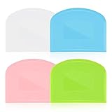 4 Pieces Food Scraper, Flexible Dough Scraper, Dough Scraper for Sourdough, Multifunctional Kitchen Scraper Tool, Baking Scraper, Bread Dough Cutter, Cake Smoother for Icing (White, Green, Blue, Pink)