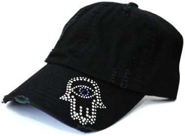 Hamsa Evil Eye hat with Swarovski Crystals