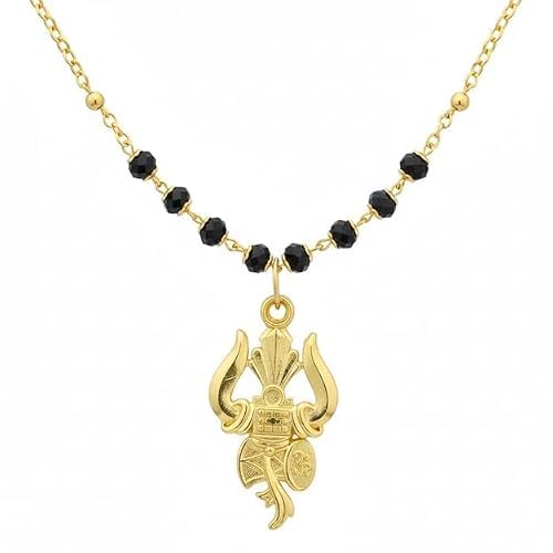 Zelorea Gold Plated Lord Shiva Mahadev Trishul Authentic Karungali Beads Mala for Men & Women Handmade Religious Necklace for Strength, Protection & Good Luck-image-3