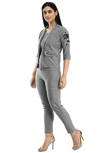 Image of Women Printed 2 Pcs Dress Printed Tip Jacket and Trouser