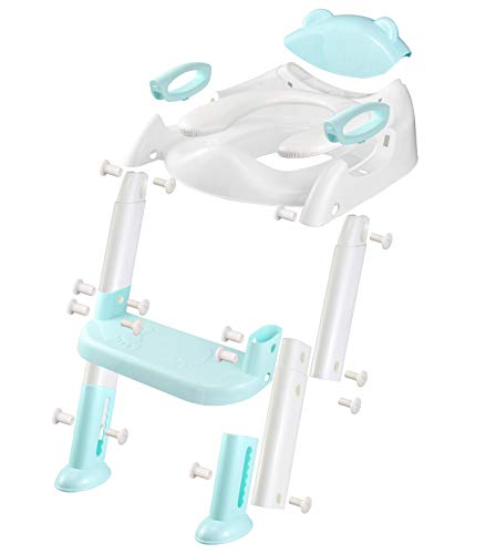 711TEK Potty Training Seat Toddler Toilet Seat with Step Stool Ladder,Potty Training Toilet for Kids Boys Girls Toddlers-Comfortable Safe Potty Seat Potty Chair with Anti-Slip Pads Ladder (Blue)