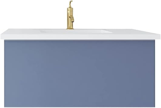 Laviva Vitri 36 - Nautical Blue Cabinet Matte White Viva Stone Solid Surface Countertop