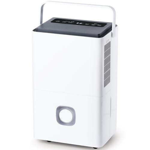 Megonia Deshumidificador Eléctrico Portátil de Humedad: 65L/Día Bajo Consumo Drenaje Continuo con Tubo y Depósito 4,5 L Silencioso para Casa/Baño/Habitación/Garaje/Oficina/Trastero
