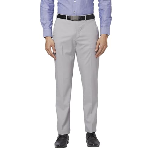 Image of Park Avenue Men's Mid Rise Regular Fit Polyviscose Blend Solid Pattern Flat Front Formal Trouser