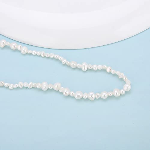 White Freshwater Cultured Pearl Necklace Long Baroque Pearl Handmade Strand Necklace for Women4
