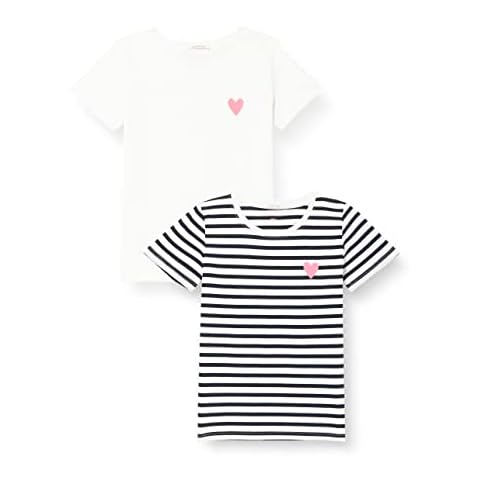 TOM TAILOR Mädchen Doppelpack T-Shirt 1032157, Weiß, 128-134 Cover