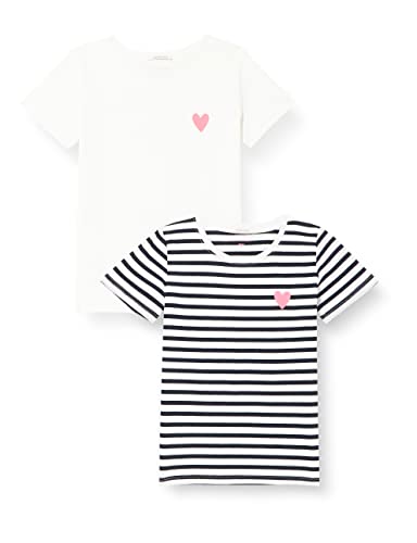 TOM TAILOR Damen T-Shirt Mit Herz-Stickerei – Aus Baumwolle, Gerippt