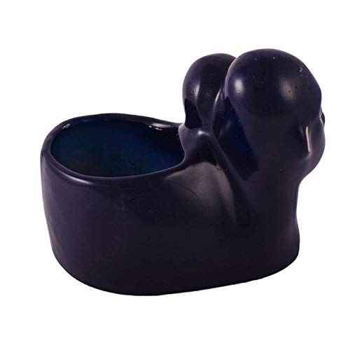 Image of Lasaki Couple Blue Gold Ceramic Pots for Indoor Plants, Planters, Flower, Pots, gamla, Outdoor, Balcony, Home, Garden, Office Decor, Succulent Pot(L - 16 X W - 10 X H - 14.5 cm)(Plants not Included)