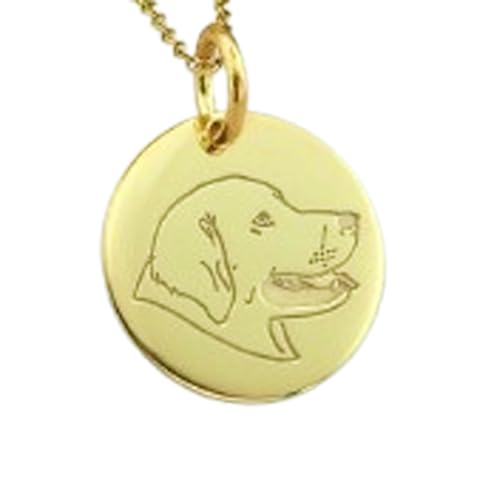 Pendentif retriever en argent plaqué or, gravure haut de gamme