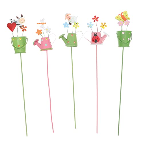 BUTIFULSIC 5個属製植物ピック ガーデンステーク 植木鉢用装飾 プランター パティオ向け 耐久性のある鉄製デザイン