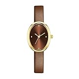 ROSEEONNE reloj de pulsera Reloj retro for mujer, esfera ovalada, informal, de cuarzo, con correa de cuero, elegante y delicada pulsera.(3)