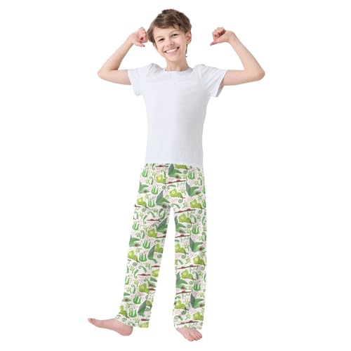 Chameleon Ladybug Cactus Boys Long Pants Soft Trousers Elastic Waist Kids Lounge Bottoms with Pockets S-XL2