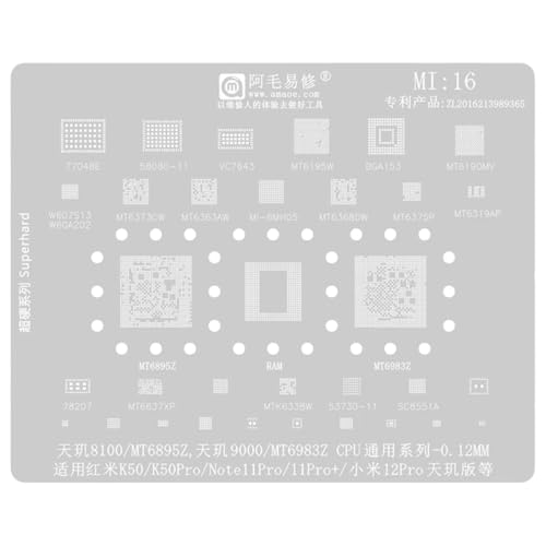 1Pcs Mi16 | for Qualcomm Snapdragon CPU 8Gen1 8Gen2 8Gen3 888 870 855 665 865 662 Dimensity 1080 1100 1200 Repair Bga Reballing Stencil New 2026 High for Reliable Electronic Component
