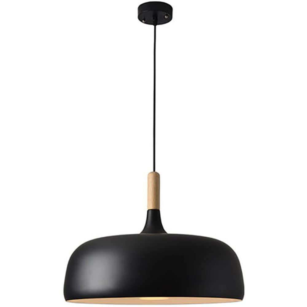 Plafonnier scandinave noir et bois de 9,8 pouces pour îlot de cuisine