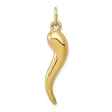 14k Yellow Gold 3d Cornicello Italian Horn Good Luck Charm Necklace Pendant Fine Jewelry For Women G